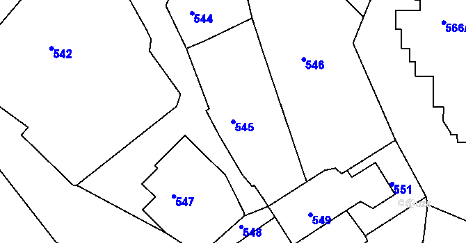 Parcela st. 545 v KÚ Záběhlice, Katastrální mapa