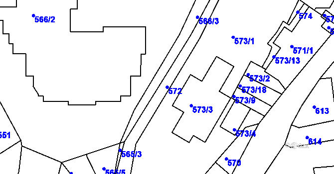 Parcela st. 572 v KÚ Záběhlice, Katastrální mapa