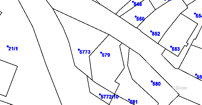 Parcela st. 579 v KÚ Záběhlice, Katastrální mapa