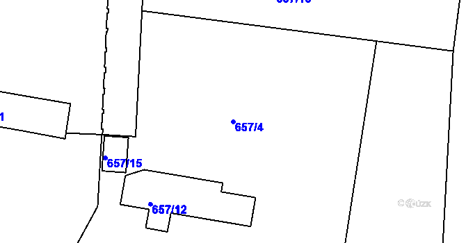 Parcela st. 657/4 v KÚ Záběhlice, Katastrální mapa