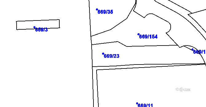 Parcela st. 669/23 v KÚ Záběhlice, Katastrální mapa