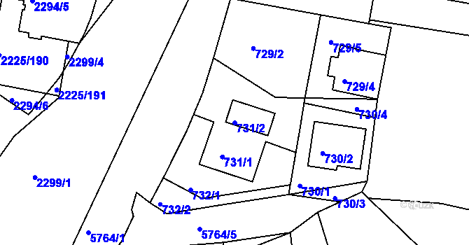 Parcela st. 731/2 v KÚ Záběhlice, Katastrální mapa