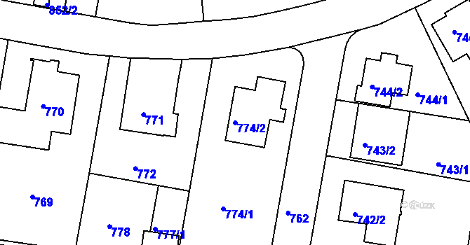 Parcela st. 774/2 v KÚ Záběhlice, Katastrální mapa