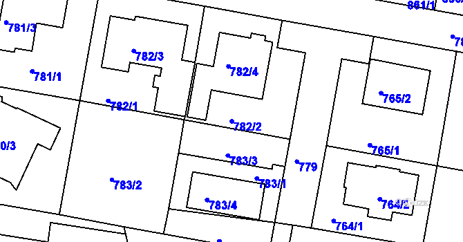 Parcela st. 782/2 v KÚ Záběhlice, Katastrální mapa