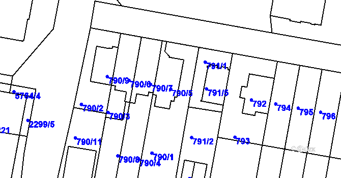 Parcela st. 790/5 v KÚ Záběhlice, Katastrální mapa