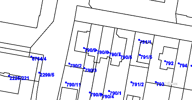 Parcela st. 790/6 v KÚ Záběhlice, Katastrální mapa