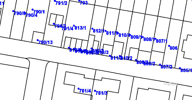 Parcela st. 812/3 v KÚ Záběhlice, Katastrální mapa