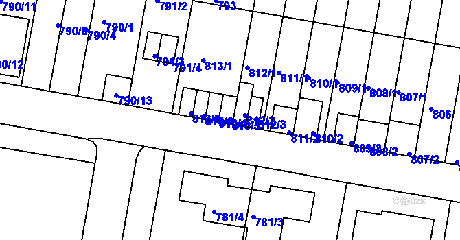 Parcela st. 813/5 v KÚ Záběhlice, Katastrální mapa