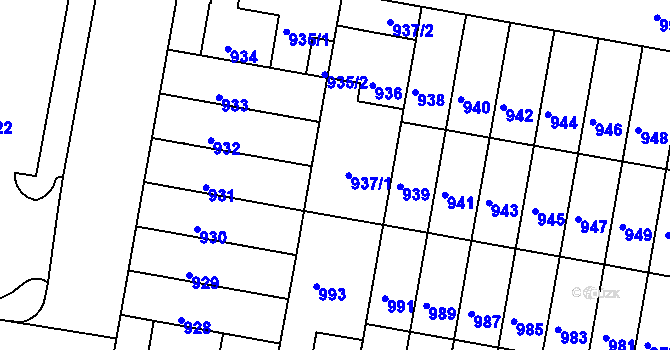 Parcela st. 937 v KÚ Záběhlice, Katastrální mapa