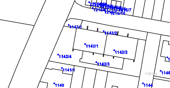 Parcela st. 1142/1 v KÚ Záběhlice, Katastrální mapa