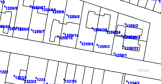 Parcela st. 1259/4 v KÚ Záběhlice, Katastrální mapa