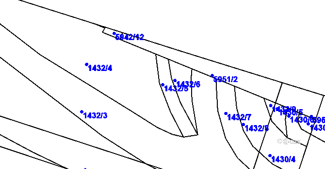 Parcela st. 1432/5 v KÚ Záběhlice, Katastrální mapa