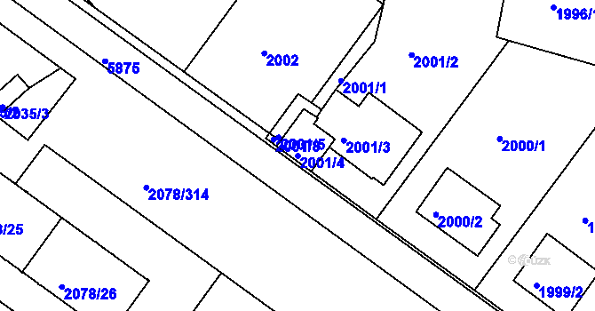 Parcela st. 2001/4 v KÚ Záběhlice, Katastrální mapa
