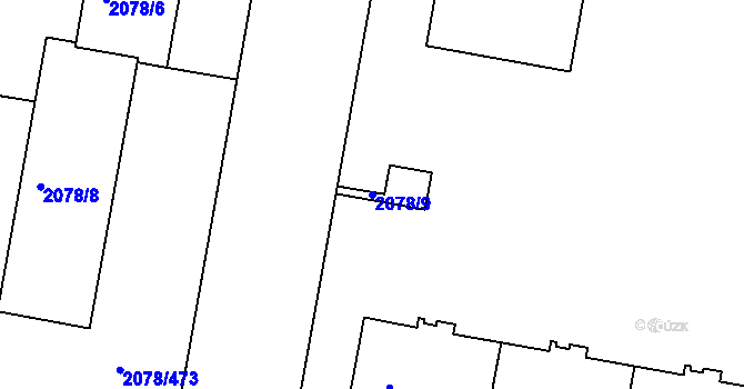 Parcela st. 2078/9 v KÚ Záběhlice, Katastrální mapa