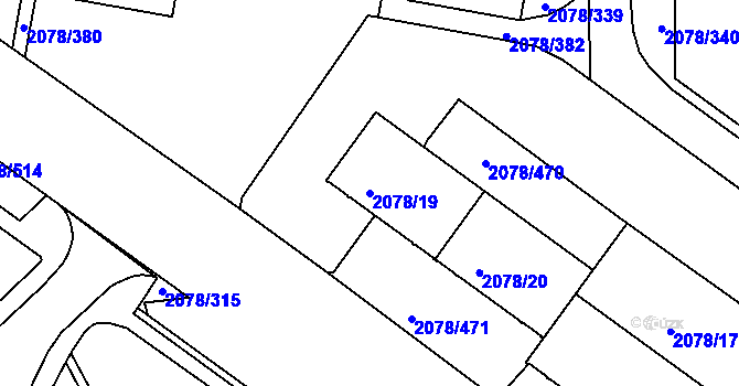 Parcela st. 2078/19 v KÚ Záběhlice, Katastrální mapa