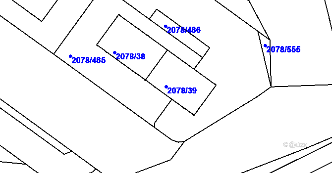 Parcela st. 2078/39 v KÚ Záběhlice, Katastrální mapa