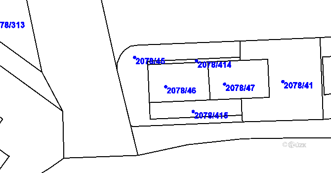 Parcela st. 2078/46 v KÚ Záběhlice, Katastrální mapa