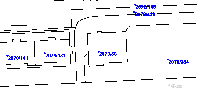 Parcela st. 2078/58 v KÚ Záběhlice, Katastrální mapa