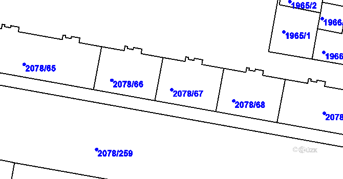 Parcela st. 2078/67 v KÚ Záběhlice, Katastrální mapa
