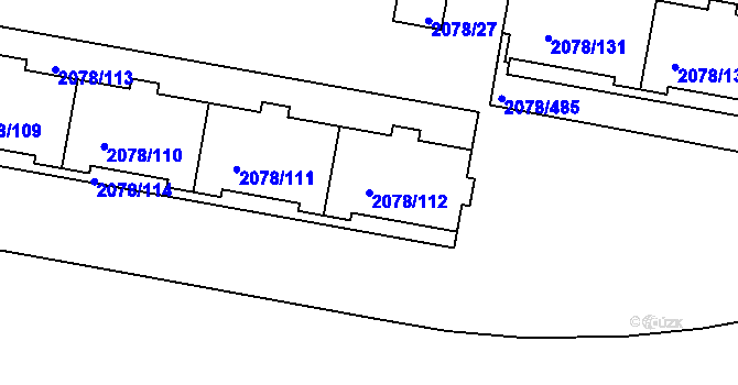 Parcela st. 2078/112 v KÚ Záběhlice, Katastrální mapa