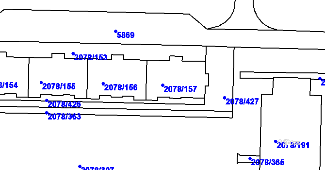 Parcela st. 2078/157 v KÚ Záběhlice, Katastrální mapa