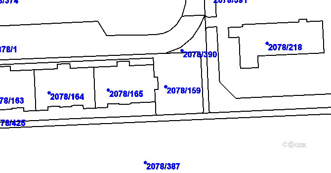 Parcela st. 2078/159 v KÚ Záběhlice, Katastrální mapa