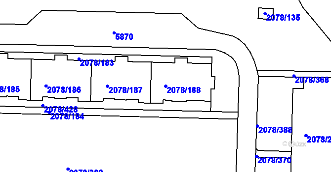 Parcela st. 2078/188 v KÚ Záběhlice, Katastrální mapa