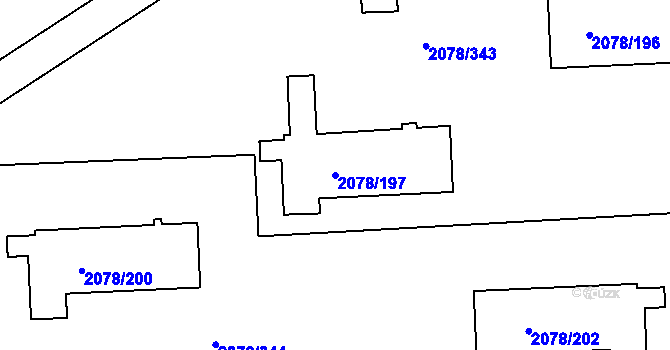 Parcela st. 2078/197 v KÚ Záběhlice, Katastrální mapa