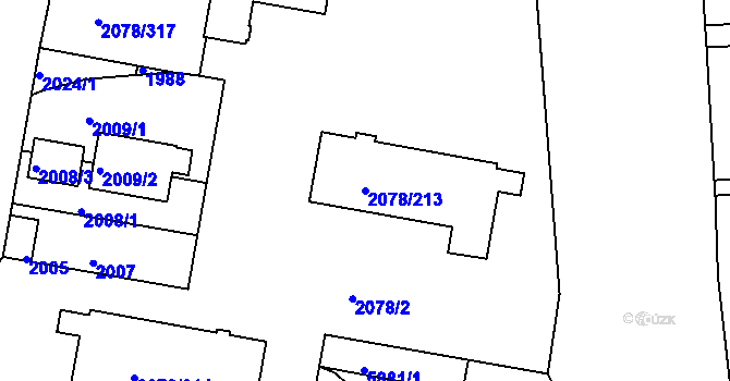 Parcela st. 2078/213 v KÚ Záběhlice, Katastrální mapa