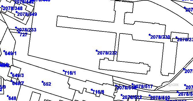 Parcela st. 2078/232 v KÚ Záběhlice, Katastrální mapa