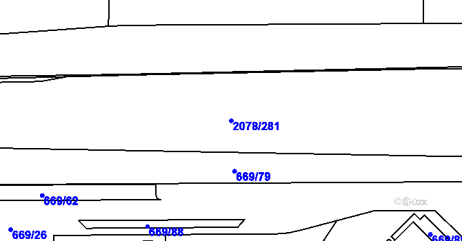 Parcela st. 2078/281 v KÚ Záběhlice, Katastrální mapa
