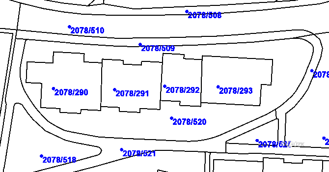 Parcela st. 2078/292 v KÚ Záběhlice, Katastrální mapa