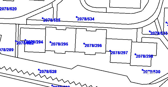 Parcela st. 2078/296 v KÚ Záběhlice, Katastrální mapa