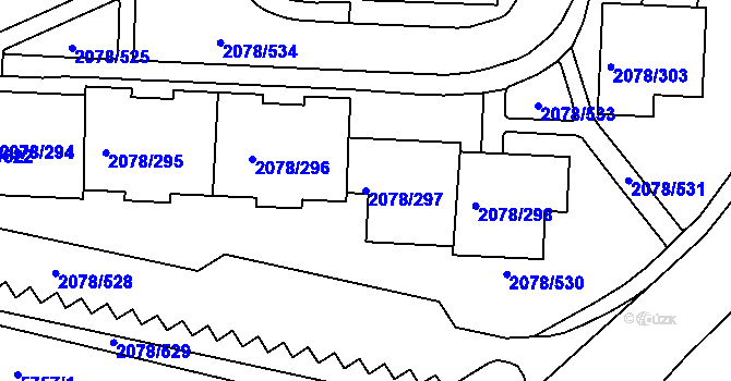 Parcela st. 2078/297 v KÚ Záběhlice, Katastrální mapa