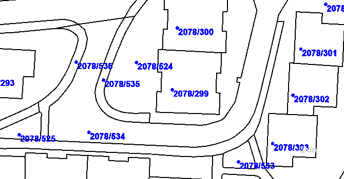 Parcela st. 2078/299 v KÚ Záběhlice, Katastrální mapa