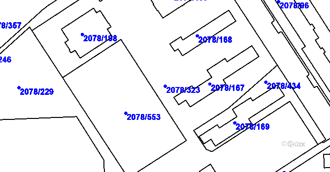 Parcela st. 2078/323 v KÚ Záběhlice, Katastrální mapa