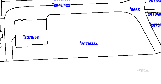 Parcela st. 2078/334 v KÚ Záběhlice, Katastrální mapa