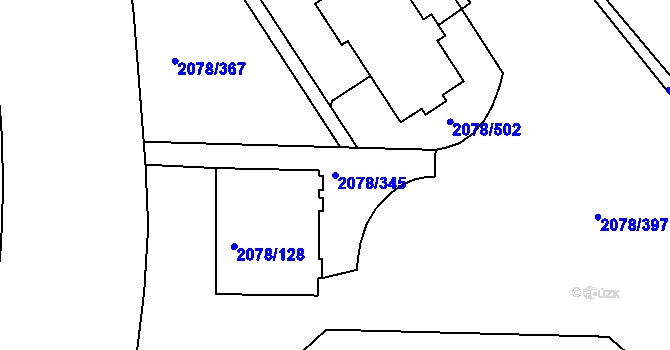 Parcela st. 2078/345 v KÚ Záběhlice, Katastrální mapa