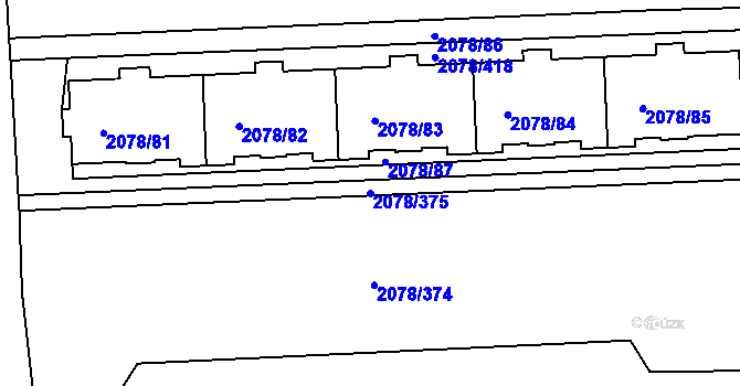 Parcela st. 2078/375 v KÚ Záběhlice, Katastrální mapa