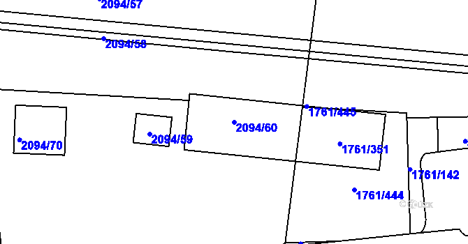 Parcela st. 2094/60 v KÚ Záběhlice, Katastrální mapa