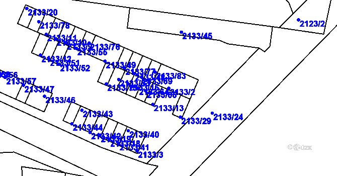 Parcela st. 2133/2 v KÚ Záběhlice, Katastrální mapa