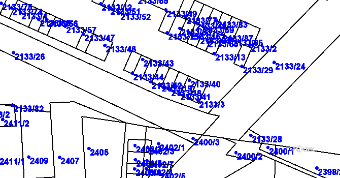 Parcela st. 2133/18 v KÚ Záběhlice, Katastrální mapa