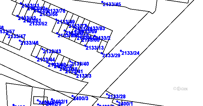 Parcela st. 2133/29 v KÚ Záběhlice, Katastrální mapa