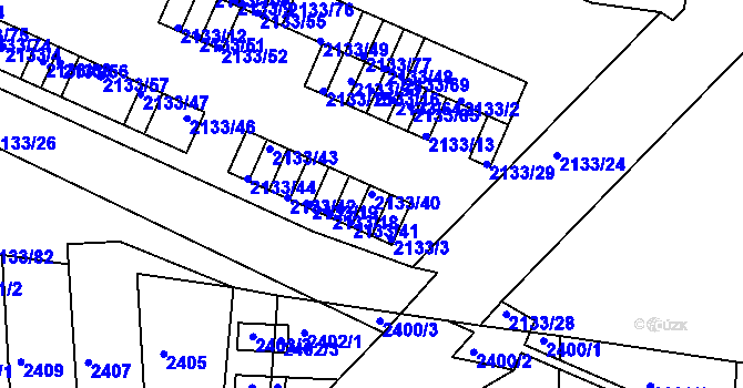 Parcela st. 2133/40 v KÚ Záběhlice, Katastrální mapa