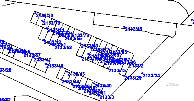 Parcela st. 2133/48 v KÚ Záběhlice, Katastrální mapa