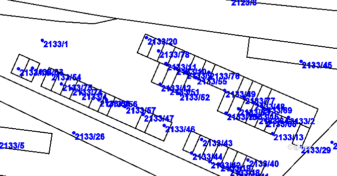 Parcela st. 2133/51 v KÚ Záběhlice, Katastrální mapa