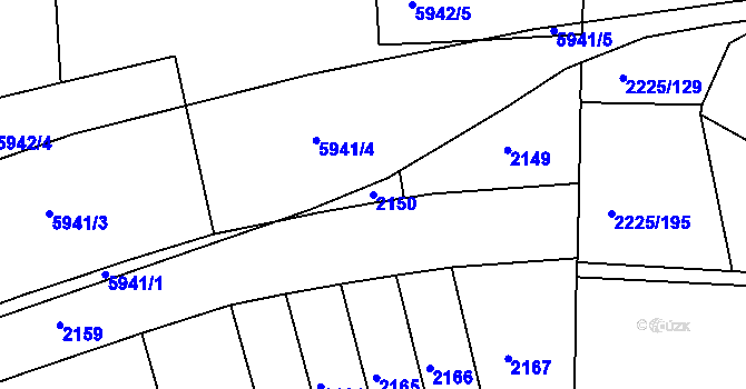 Parcela st. 2150 v KÚ Záběhlice, Katastrální mapa