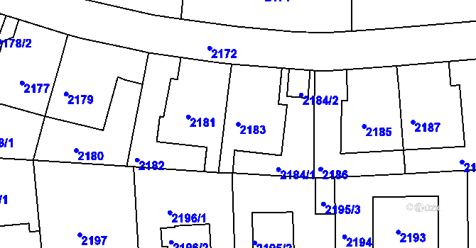 Parcela st. 2183 v KÚ Záběhlice, Katastrální mapa