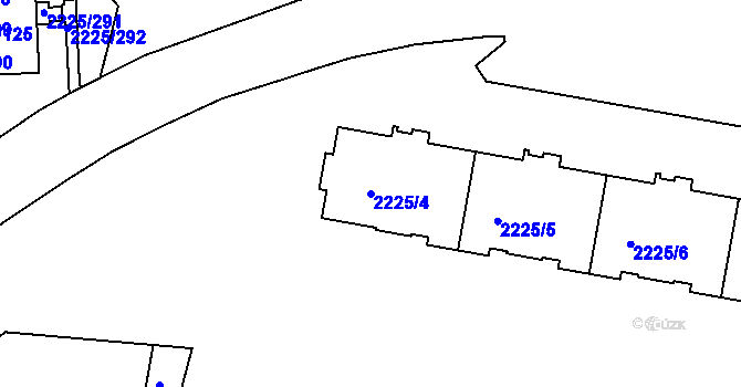 Parcela st. 2225/4 v KÚ Záběhlice, Katastrální mapa