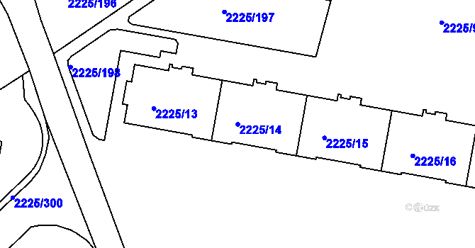 Parcela st. 2225/14 v KÚ Záběhlice, Katastrální mapa